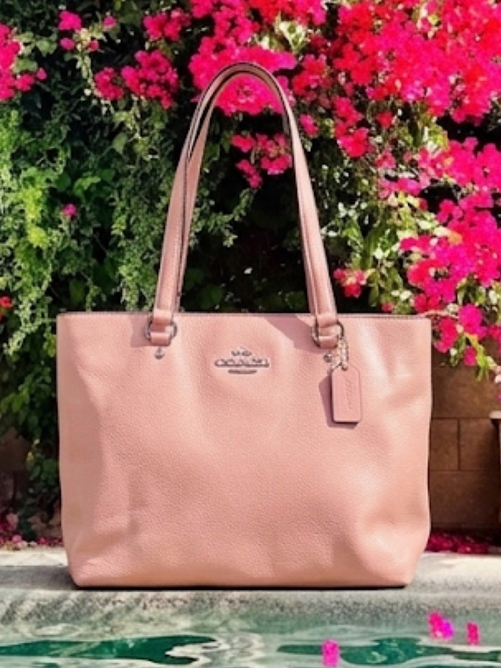 Coach Pink Tote Shoulder Bag Soft Pebble Leather 2018 #F48637 - EUC - Picture 1 of 16